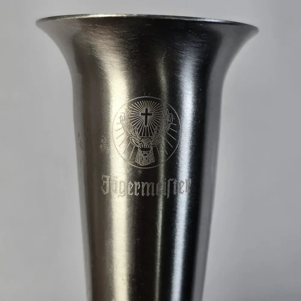Jagermeister Stainless Metal Bar Shot Glass with Pewter Deer Stag Buck Elk Head